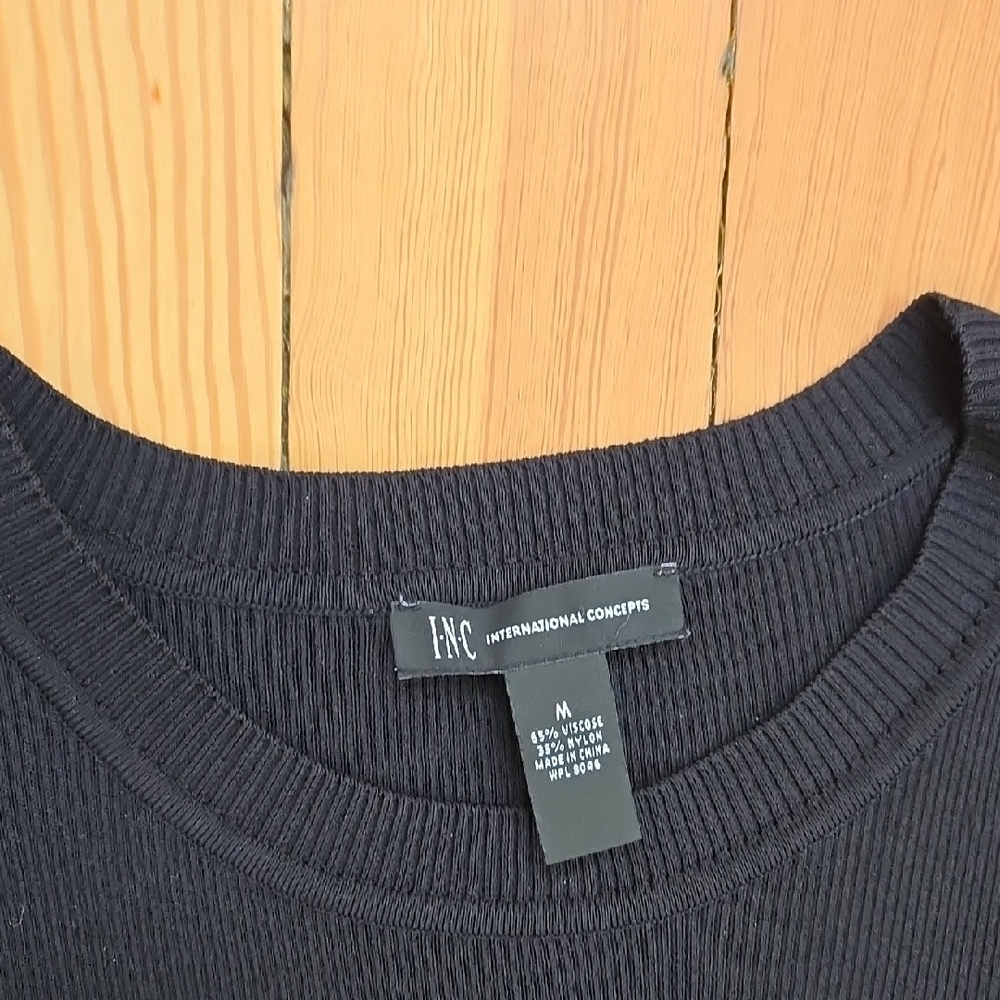 INC International Concepts Black Long Sleeve Tie Hem Blouse Top Size Size M - Picture 3 of 12